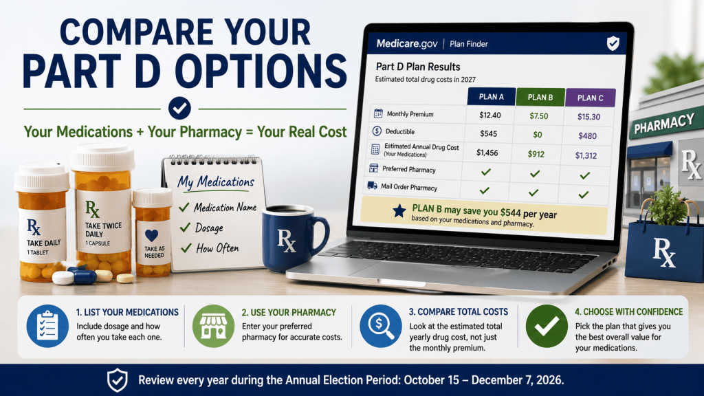 Comparing Medicare Part D plans for 2027 using Medicare Plan Finder